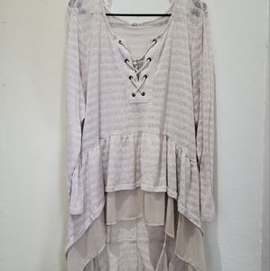 Cream, Maurices high-low shirt with tie decoration on the front